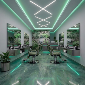 Green Modern Barber <b>Chair</b> Hydraulic Pump Salon Styling <b>Chair</b> Adjustable <b>Reclining</b> PU <b>Leather</b> Seat Base for Beauty Salon Hotel - Product Image 1