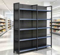 Étagère gondole simple face personnalisée, perforée, en métal, réglable, pour présentation en magasin, équipement pour supermarchés et épiceries