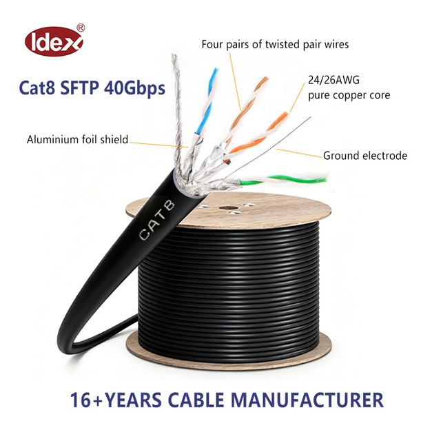 Cat8 Ethernet Cable Indoor S/FTP 40Gbps 2000MHz 24/26AWG 100% Bare Copper LSZH Jacket Passed for Data Center AI Server 8K Video