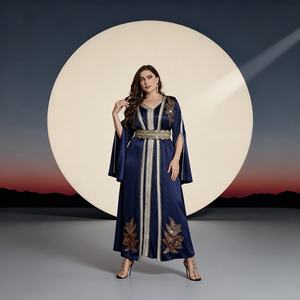 Abaya Elegante de Lujo con Pedrería Termoadhesiva de Poliéster para Mujeres Musulmanas, Vestido Premium Personalizado para Fiestas y Eventos - Product Image 1