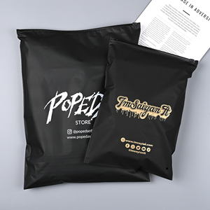 High Quality Custom Matte Black Zipper Bag Gold logo Compostable Frosted Zip Lock Packaging Plastic Bag for Clothing