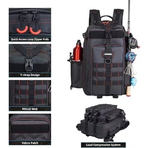 Sac à dos de pêche gratuit, sac à bandoulière léger pour la pêche avec beaucoup d'espace de rangement, sac à dos pour boîte à pêche avec porte-canne - Product Image 2