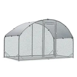 Chilochilo 6.67' Dome Top Large Metal Chicken Coop Upgrade Arched Wire Mesh Chicken Run Pen Duck Rabbit Outdoor Cage with Cover