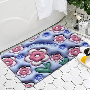 Alfombra de Baño de Tierra de Diatomeas con Diseño de Dibujos Animados, Rectangular, Antideslizante, para Entrada o Baño, con Patrón de Plantas y Flores, AP 5D001 - Product Image 3