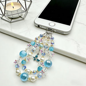 Chaîne de téléphone portable en perles haut de gamme, porte-téléphone portable luxueux avec papillon et cristal, porte-clés - Product Image 3