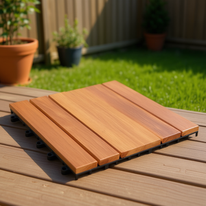 Acacia Decking <b>Tiles</b> 11.8x11.8 In Vertical Pattern <b>Interlocking</b> Outdoor Flooring - Product Image 2