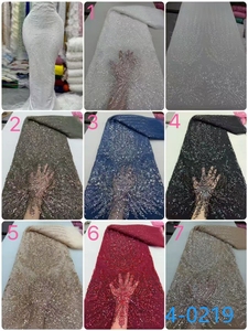 Chất Lượng Cao Long Lanh Hạt Thêu Vải Tuyn Ren Vải Đính Cườm Cô Dâu Ren Vải Sang Trọng Đính Cườm Ren Trắng Vải Cho Phụ Nữ - Product Image 6