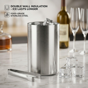 Double Walled <b>Ice</b> <b>Bucket</b> Stainless Steel Wine Cooler Metal Bar <b>Ice</b> <b>Bucket</b> Insulated Champagne <b>Bucket</b> Kitchen Equipment - Product Image 1