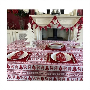 New Arrival Custom Made Trending Merry Christmas Animals <b>Waterproof</b> Linen Square Home Party Table Cloth Sale - Product Image 1