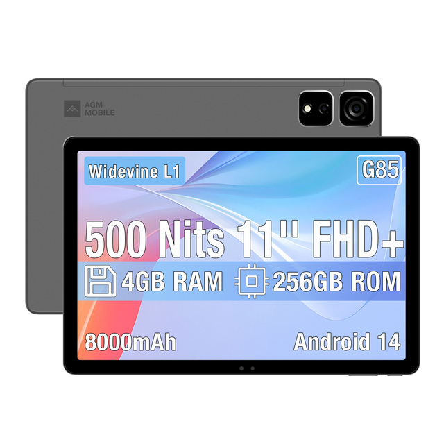 RTS AGM PAD T2 4GB+256GB Android 14 500 Nits 11"FHD+ MTK-G85 Octa Core 8000mAh Gaming Tablet Wi-Fi New