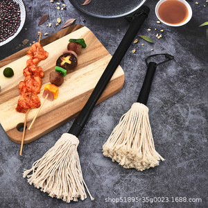 Mopa para Salsas con Mango de Madera de 18'' y 2 Cabezales de Algodón Reemplazables, Cepillo para Untar en <span class=keywords><strong>Cocina</strong></span> Exterior, Herramienta para Asar a la Parrilla y Cocinar BBQ - Product Image 5