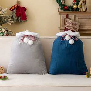 Personalized Velvet Drawstring <b>Santa</b> Present Sacks Reusable <b>Christmas</b> Jumbo Wrap Storage Gift Bag for Party Decor - Product Image 3