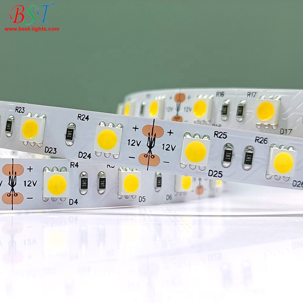 Светодиодная лента 12v холодный белый 5050 Светодиодные полосы света 6000-6500 к супер яркий 14,4 Вт 16.4ft tiras led для кухни, автомобильное освещение