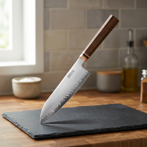 Couteau à éplucher Kiritsuke fait main TARJ ENTERPRISES, lame à motif ondulé, manche en métal et bois, couteau de cuisine, vente en gros aux États-Unis et en Europe - Product Image 2