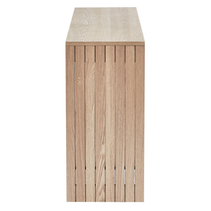 <span class=keywords><strong>Consola</strong></span> de entrada de roble directa de fábrica, mesa de pasillo de madera con elegante Marco de panel estriado para sala de estar - Product Image 3