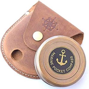 Boussole de poche marine en laiton, guide de randonnée portable avec boîte - Product Image 1