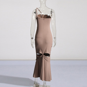 ชุดเดรสราตรีสำหรับผู้หญิงชุดเดรสจับจีบเข้ารูปเปิดไหล่เดี่ยวแฟชั่นใหม่ - Product Image 5