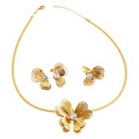 Ensemble de bijoux en trois pièces en acier inoxydable ajouré, style boutique, papillon, luxe léger, zircon de haute qualité, perle