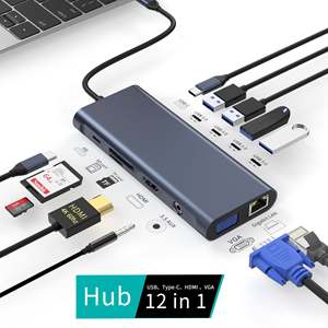 Base de Conexión USB-C 12 en 1 Personalizada X527 con Doble Ranura SD, Ranura TF, USB 3.1, USB-C 10 Gbps, PD 100 W, RJ45 y Audio de 3.5 mm para Computadora - Product Image 2