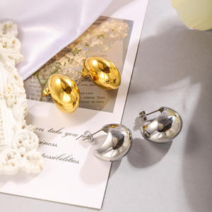 Boucles d'oreilles en acier inoxydable sans décoloration, forme ovale, <span class=keywords><strong>banane</strong></span>, goutte d'eau, plaqué <span class=keywords><strong>or</strong></span> 18 carats, vente en gros de bijoux pour femmes - Product Image 2