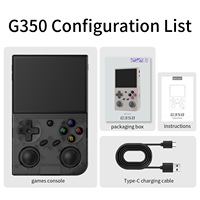 Gratis pengiriman G350 konsol Game genggam Retro 3.5 inci layar IPS sistem Linux dengan 64G TF Game mobil konsol Game yang sudah dimuat