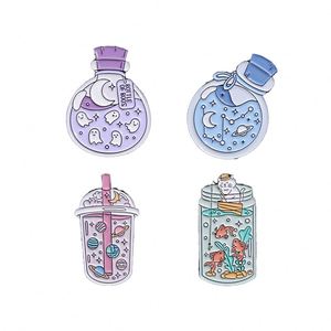 Customized Logo Ocean Starry Sky Bottle Fish Boo Planet <b>Badge</b> Cute Cartoon Metal Lapel <b>Pin</b> for Clothes Accessories Letters - Product Image 4