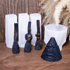 Moule à bougie pour balai <span class=keywords><strong>de</strong></span> sorcière Moule à pilier fait à la main Fouet <span class=keywords><strong>de</strong></span> sorcellerie Balais avec crâne <span class=keywords><strong>de</strong></span> citrouille Moule à bougie spirituelle rituelle magique - Product Image 3