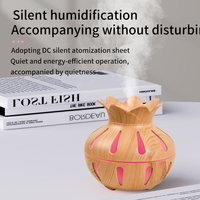 Nouveau Design Humidificateur Ultrasonique Portable Mini 330ml Lotus Creux 7 Couleurs LED Lumière Grain de Bois Diffuseur de Brume Silencieux Aromathérapie