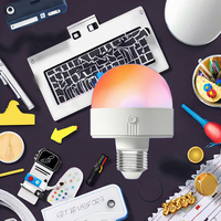 Ampoule LED rechargeable E26/E27 RGB Décoration intérieure Éclairage Télécommande Fonctionnement sur batterie Crochet en plastique Alimentation CC CRI 80