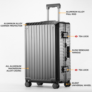 Valigia da Viaggio in Alluminio 20-29 Pollici, Lussuosa e Alla Moda, Classica per Affari, Bagaglio a Mano Durevole con Serratura TSA - Product Image 2