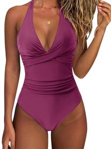 2025 Sexy Cross V Neck Solid Pattern 1 pièce Bikini Offre Spéciale Beachwear - Product Image 6
