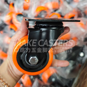 1,5-5 inch PVC zwenkwielen, medium duty, industrieel lager, PP oranje, kar, gereedschap, zwenkbaar, rem, schroef, OEM LOGO - Product Image 4
