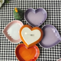 Assiettes en céramique minimalistes françaises en forme de cœur, couleur dégradée, petites assiettes pour sauces, desserts et bols pour animaux de compagnie