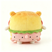 Peluche personnalisée ours hamburger au sésame, poupée en peluche multi-couches avec lettres et jambon, visage de burger brodé à pois scintillants