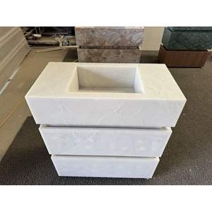 <span class=keywords><strong>Vasque</strong></span> de salle de bain en marbre vert naturel fait main, moderne, autoportante, avec dessus de plan et tiroirs, sur mesure - Product Image 4