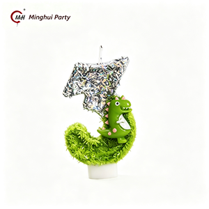 Linda Vela con Forma de Dinosaurio con Número del 0 al 9, Lentejuelas Plateadas Brillantes, Adorno para Pastel de Cumpleaños, Vela para Niños, Decoración para Fiesta de Cumpleaños - Product Image 4