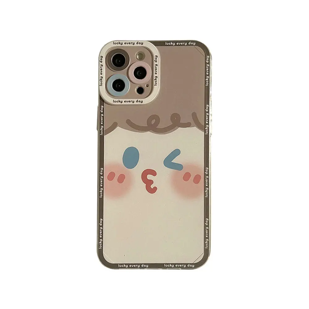 Funny Cute Emojis Phone Case For iPhone XS XR 11 Pro 12 Mini 13 Pro Max Girl Cartoon TPU Cases Interesting Design