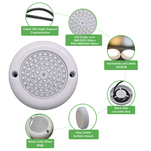 Tốt nhất bán 12 Wát RGB LED hồ bơi đèn dưới nước IP68 PC đèn cơ thể AC/DC 12-24V màu trắng bề mặt được gắn mô hình tư nhân bằng sáng chế - Product Image 2