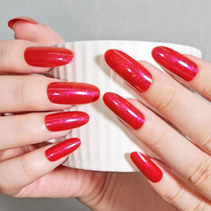 <span class=keywords><strong>Faux</strong></span> <span class=keywords><strong>ongles</strong></span> ovales <span class=keywords><strong>extra</strong></span> longs au design personnalisé, mode rouge vif d'été, bouts d'<span class=keywords><strong>ongles</strong></span> artificiels violets bling-bling réutilisables - Product Image 3