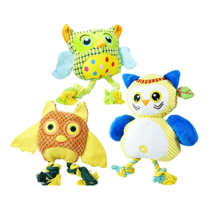 New Design Simulation <strong>Pet</strong> <strong>Toys</strong> <strong>Lovely</strong> Animal Design Owl Duck Sloth Elk Shape Cotton Rope Squeaky Dog Interactive <strong>Toy</strong> - Product Image 1