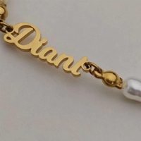 Pulsera de Perlas Personalizada con Nombre, Chapada en Oro de 18K, Acero Inoxidable Antideslustre, Pulsera con Nombre de Perla de Agua Dulce, Joyería OEM