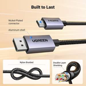 Cable UGREEN DisplayPort a <span class=keywords><strong>HDMI</strong></span> de Aluminio, 4K 30Hz HDR <span class=keywords><strong>DP</strong></span> <span class=keywords><strong>1.2</strong></span> a <span class=keywords><strong>HDMI</strong></span> <span class=keywords><strong>2.0</strong></span>, Cable Trenzado de Nailon, Conversor Unidireccional <span class=keywords><strong>DP</strong></span> a <span class=keywords><strong>HDMI</strong></span> - Product Image 6