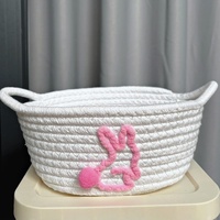 Panier de rangement ovale en corde de coton tressée avec poignée pour la maison, le bureau ou comme panier à linge sale et à jouets