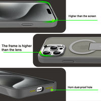 Étui de téléphone portable magnétique de support givré mat Transparent de luxe pour Iphone 13 14 Plus 15 Pro 16 Pro Max 17 Pro étuis de béquille