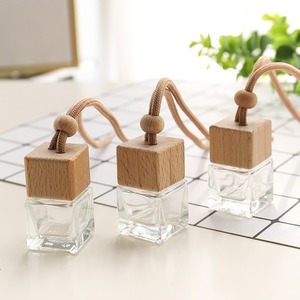 Diffuseur de parfum pour voiture en verre avec bouchon en bois, flacon carré en verre pour voiture - Product Image 2