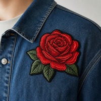 Patch brodé rose rouge thermocollant, garniture 3D personnalisée en strass pour jeans, garniture thermocollante en strass