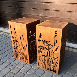 Lámpara LED Moderna para Jardín de Acero Corten, Baliza Decorativa para Caminos, Iluminación de Paisaje Resistente a la Intemperie, Impermeable, Estilo Art Deco - Product Image 3