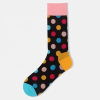 Vente en gros de chaussettes à pois colorées à la mode pour hommes Funky Happy Funny Cotton Crew Socks