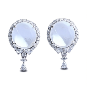 Orecchini Mentor in oro bianco con diamanti, taglio rotondo brillante, colore D, certificato GIA, gioielli classici da donna per matrimonio E3196 - Product Image 1