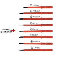 10PCS Set Obeng Elektrik Berinsulasi 500V Set Obeng Berinsulasi yang Dapat Diganti dengan Mata Obeng Magnetik Slotted Phillips Torx